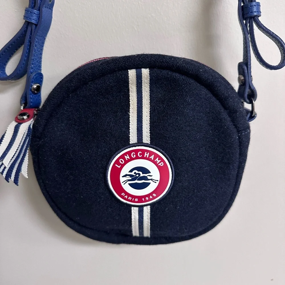 Longchamp Cocarde Round Crossbody Bag Paris 1948 Wool Felt Rare - Picture 6 of 12